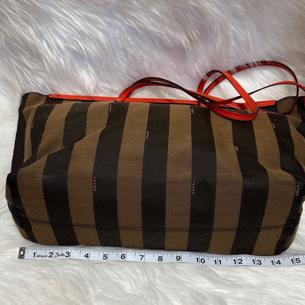 Fendi Women's Striped Tote Bag - orange and Brown - Picture 12 of 16